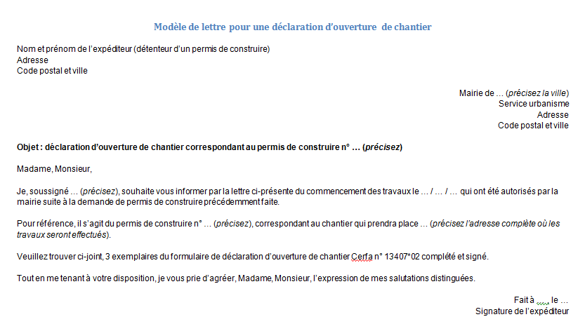 Lettre de demande de permis de démolir