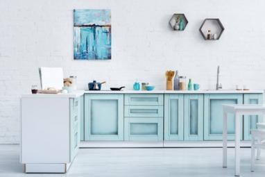 Meubles de cuisine peints en bleu turquoise