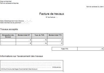 Modèle de facture de travaux